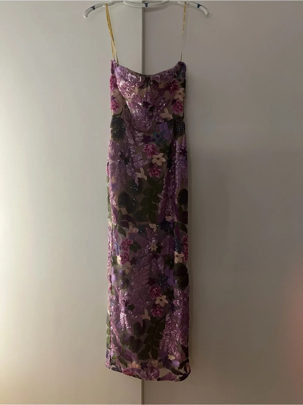 Bronx Banco Lavender Floral Embroidered Gown